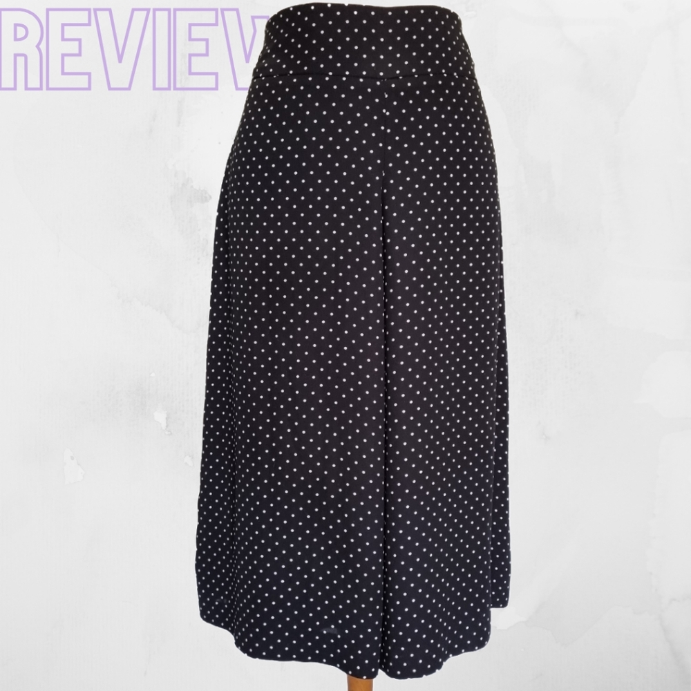 Review Black & White Polka Dot High Waist Wide Leg Cullottes Size 10 - Picture 1 of 7